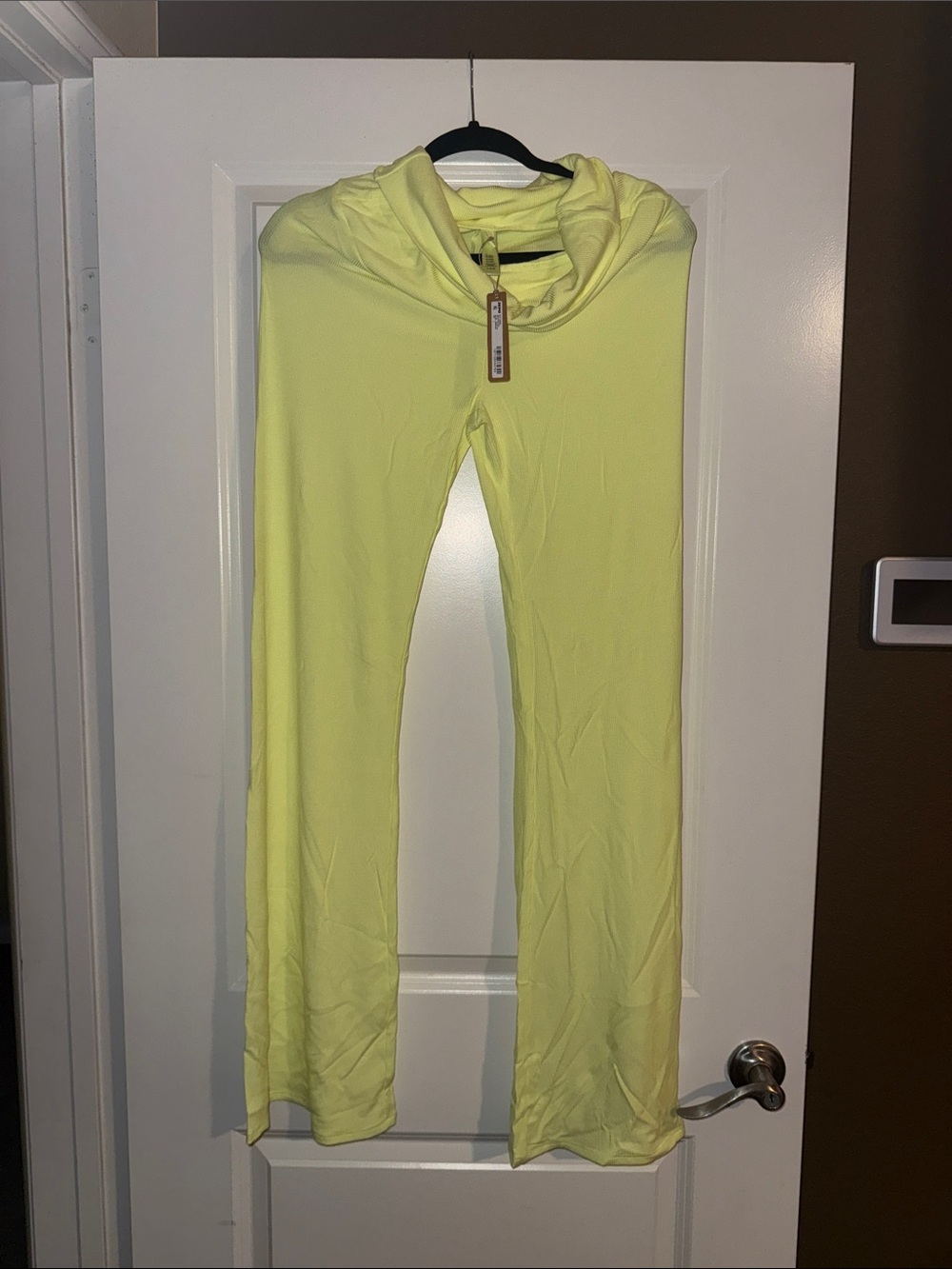 SKIMS Pale Yellow Ribbed Wide Leg Lounge Pants